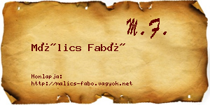Málics Fabó névjegykártya